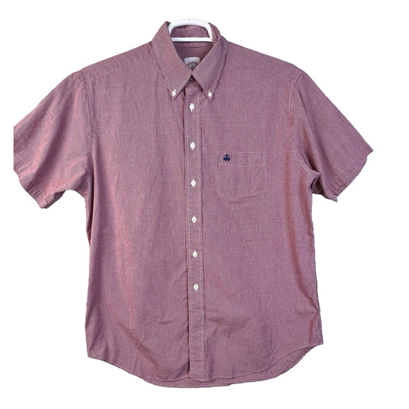 Brooks Brothers 346 Button Down Shirt Men M Red Check Short Sleeves Preppy - Picture 8 of 8